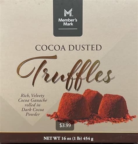 Share this on. . Members mark cocoa dusted truffles